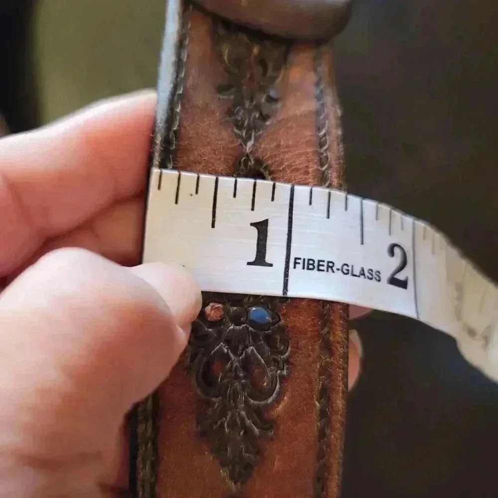 vintage Brown leather belt Tooled Size XL  Women's - Picture 6 of 9
